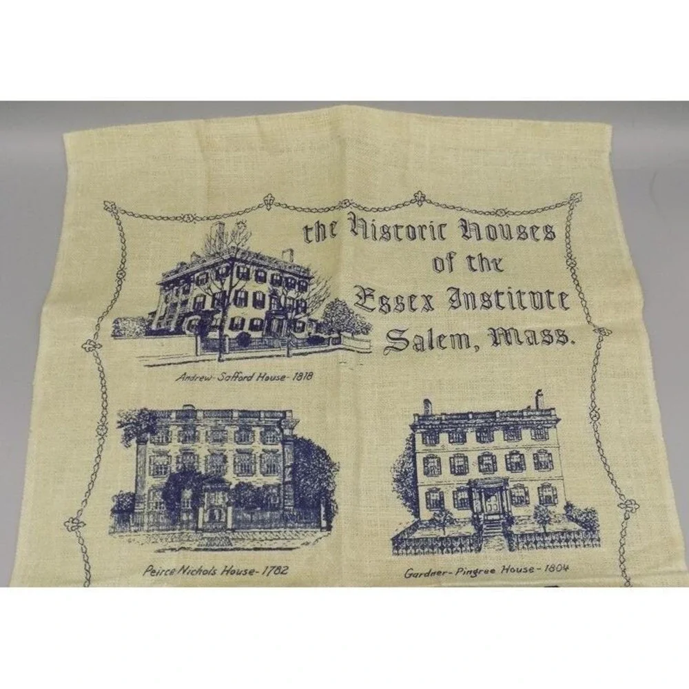 Houses of Essex Institute Linen Dish Tea Towel 1978 MA Wall Hanging